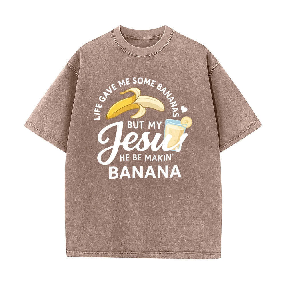 Christianartworkshop T-shirt unisexe délavé à motif « La vie m'a donné des bananes, mais mon Jésus prépare du jus de banane » - image 17