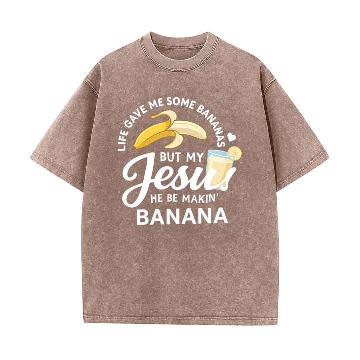 Christianartworkshop T-shirt unisexe délavé à motif « La vie m'a donné des bananes, mais mon Jésus prépare du jus de banane » - image 17