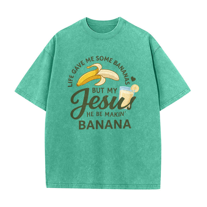 Christianartworkshop T-shirt unisexe délavé à motif « La vie m'a donné des bananes, mais mon Jésus prépare du jus de banane » - image 14