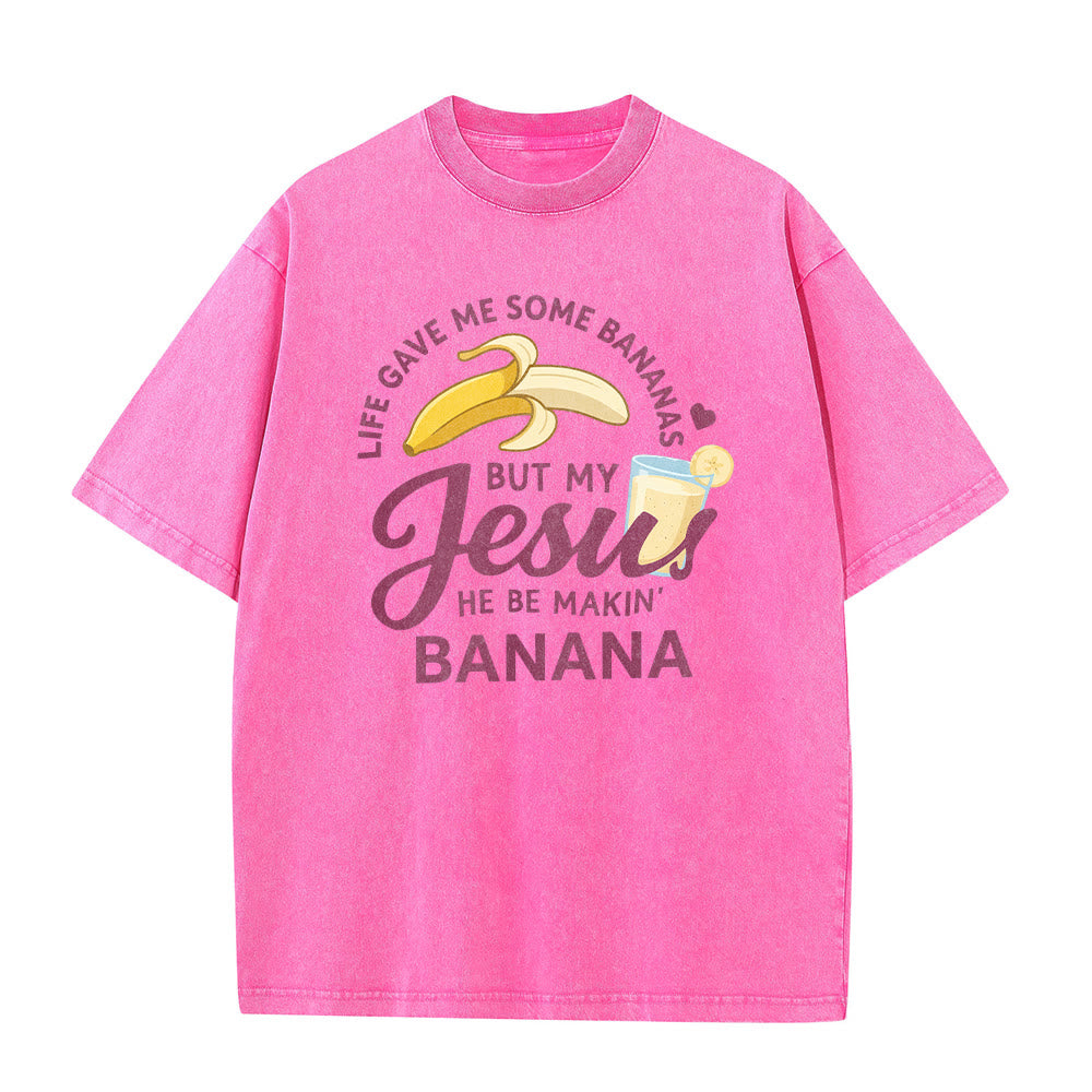 Christianartworkshop T-shirt unisexe délavé à motif « La vie m'a donné des bananes, mais mon Jésus prépare du jus de banane » - image 20