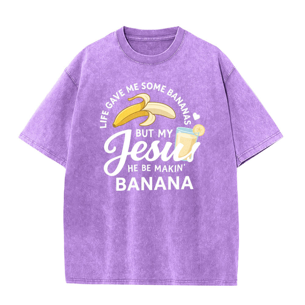 Christianartworkshop T-shirt unisexe délavé à motif « La vie m'a donné des bananes, mais mon Jésus prépare du jus de banane » - image 23