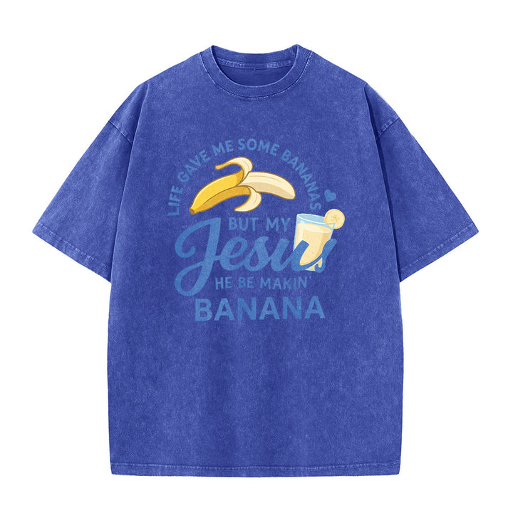 Christianartworkshop T-shirt unisexe délavé à motif « La vie m'a donné des bananes, mais mon Jésus prépare du jus de banane » - image 26