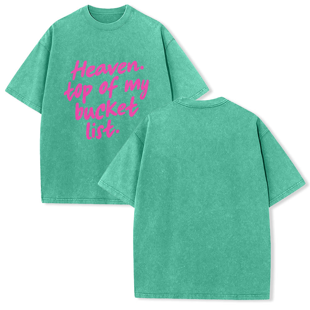 Christianartworkshop T-shirt unisexe doux et lavé « Le paradis en tête de ma liste de souhaits » avec écriture cursive et foi - Vert - 5XL - image 1