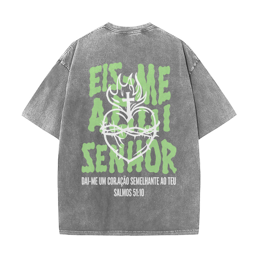 Christianartworkshop T-shirt unisexe délavé avec motif spirituel portugais : épine, cœur sacré, croix et flamme au dos - image 26