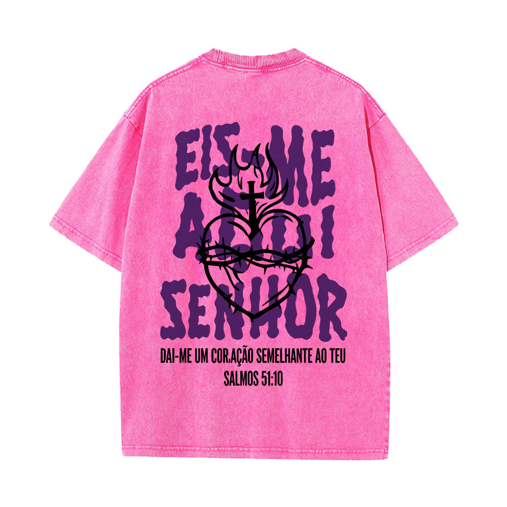 Christianartworkshop T-shirt unisexe délavé avec motif spirituel portugais : épine, cœur sacré, croix et flamme au dos - image 8