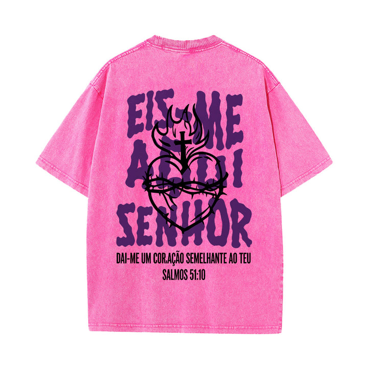 Christianartworkshop T-shirt unisexe délavé avec motif spirituel portugais : épine, cœur sacré, croix et flamme au dos - image 8