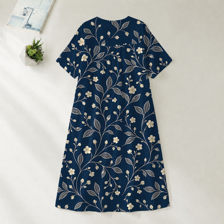 Christianartworkshop Robe midi d'été oversize à imprimé floral et col croisé, manches courtes - image 6