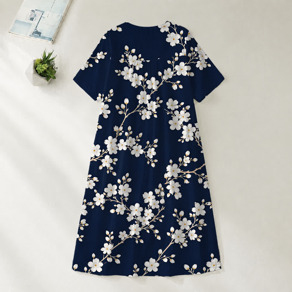 Christianartworkshop Robe midi d'été oversize à imprimé floral et col croisé, manches courtes - image 22