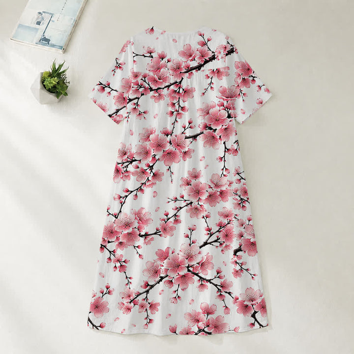Christianartworkshop Robe midi d'été oversize à imprimé floral et col croisé, manches courtes - image 26