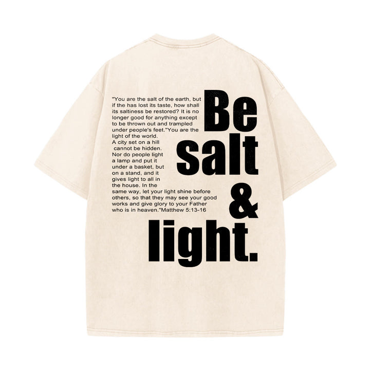 Christianartworkshop T-shirt unisexe délavé avec verset biblique « Sel et Lumière » en gros et petit caractères contrastés au dos. - image 5