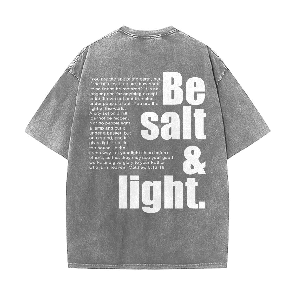 Christianartworkshop T-shirt unisexe délavé avec verset biblique « Sel et Lumière » en gros et petit caractères contrastés au dos. - image 26