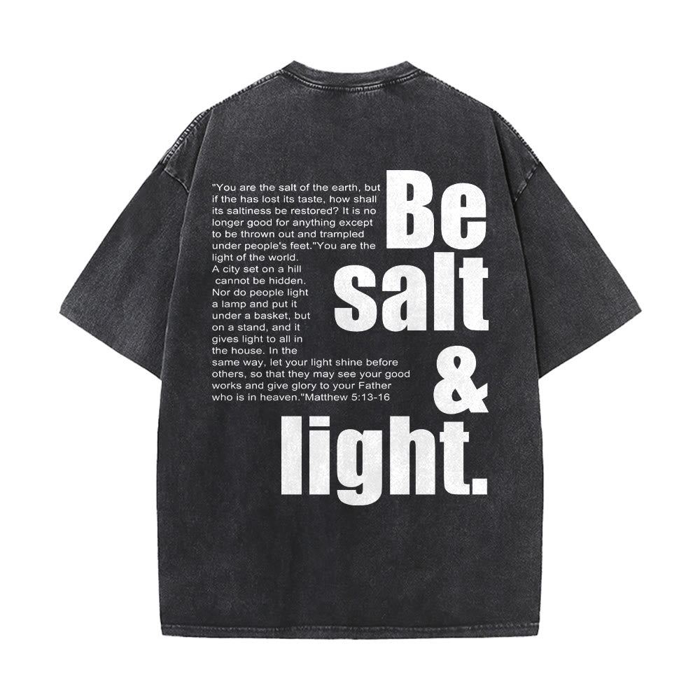 Christianartworkshop T-shirt unisexe délavé avec verset biblique « Sel et Lumière » en gros et petit caractères contrastés au dos. - image 8