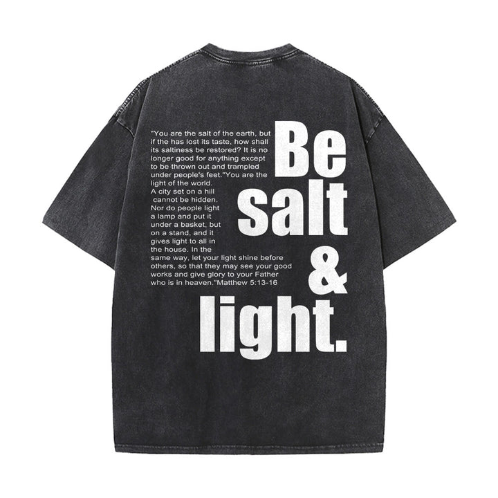 Christianartworkshop T-shirt unisexe délavé avec verset biblique « Sel et Lumière » en gros et petit caractères contrastés au dos. - image 8