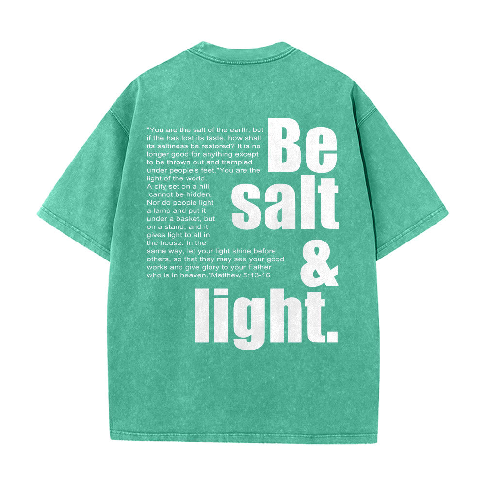 Christianartworkshop T-shirt unisexe délavé avec verset biblique « Sel et Lumière » en gros et petit caractères contrastés au dos. - image 17