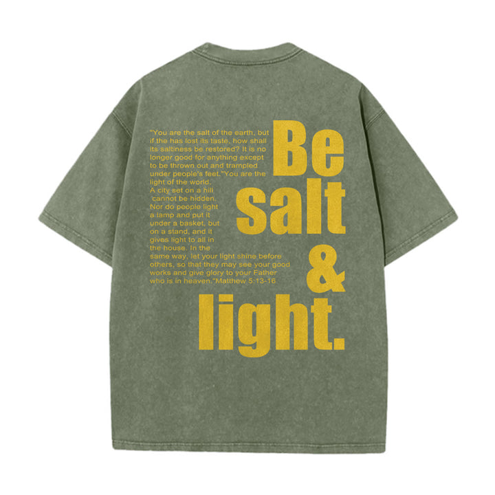 Christianartworkshop T-shirt unisexe délavé avec verset biblique « Sel et Lumière » en gros et petit caractères contrastés au dos. - image 20