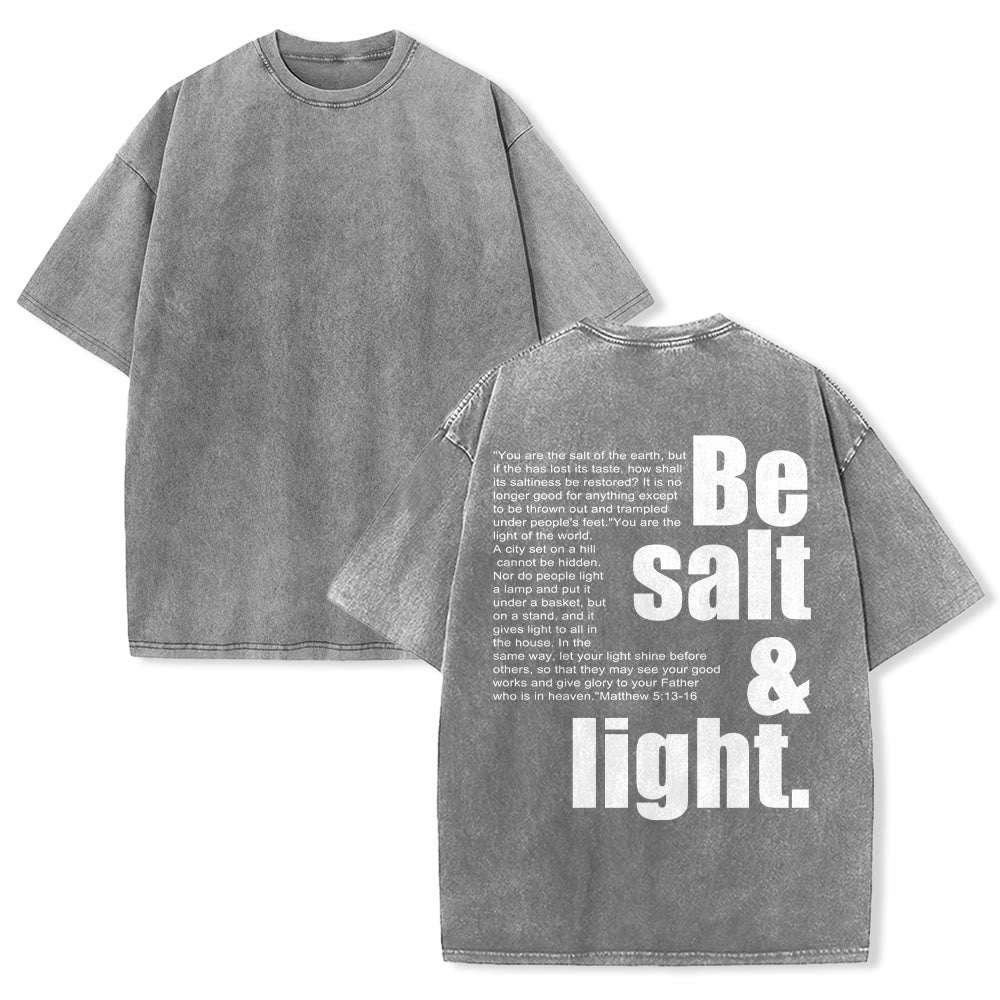 Christianartworkshop T-shirt unisexe délavé avec verset biblique « Sel et Lumière » en gros et petit caractères contrastés au dos. - Gris - 5XL - image 25