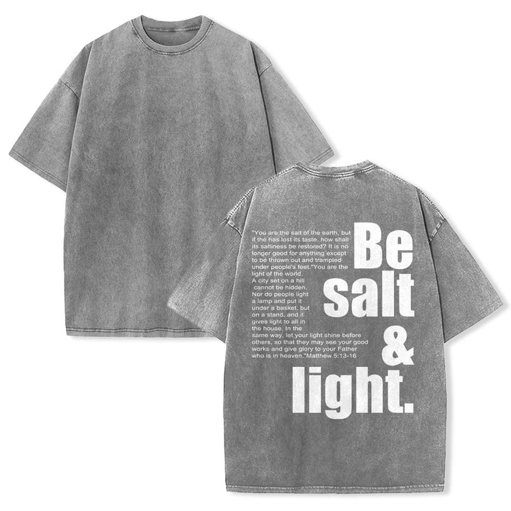 Christianartworkshop T-shirt unisexe délavé avec verset biblique « Sel et Lumière » en gros et petit caractères contrastés au dos. - Gris - 5XL - image 25