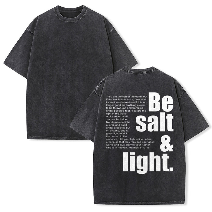 Christianartworkshop T-shirt unisexe délavé avec verset biblique « Sel et Lumière » en gros et petit caractères contrastés au dos. - Noir - 5XL - image 7