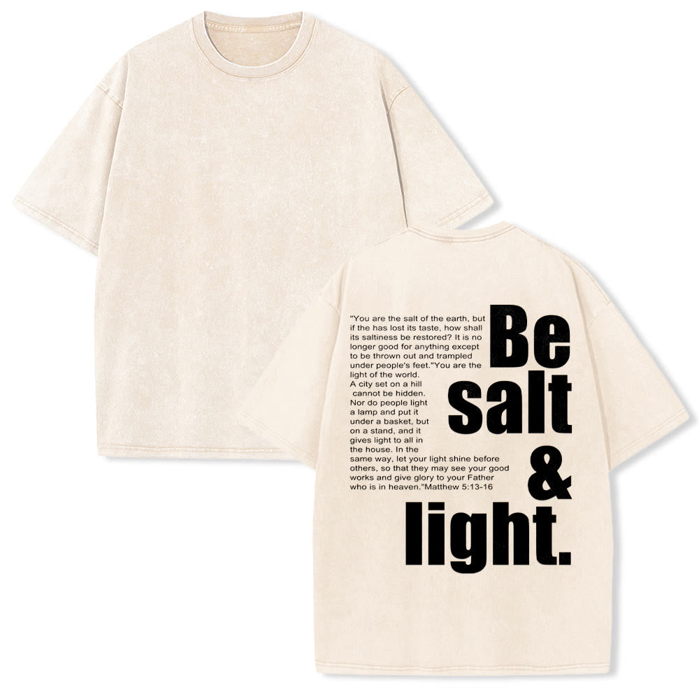 Christianartworkshop T-shirt unisexe délavé avec verset biblique « Sel et Lumière » en gros et petit caractères contrastés au dos. - Beige - 5XL - image 4
