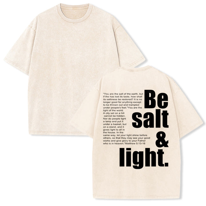 Christianartworkshop T-shirt unisexe délavé avec verset biblique « Sel et Lumière » en gros et petit caractères contrastés au dos. - Beige - 5XL - image 4