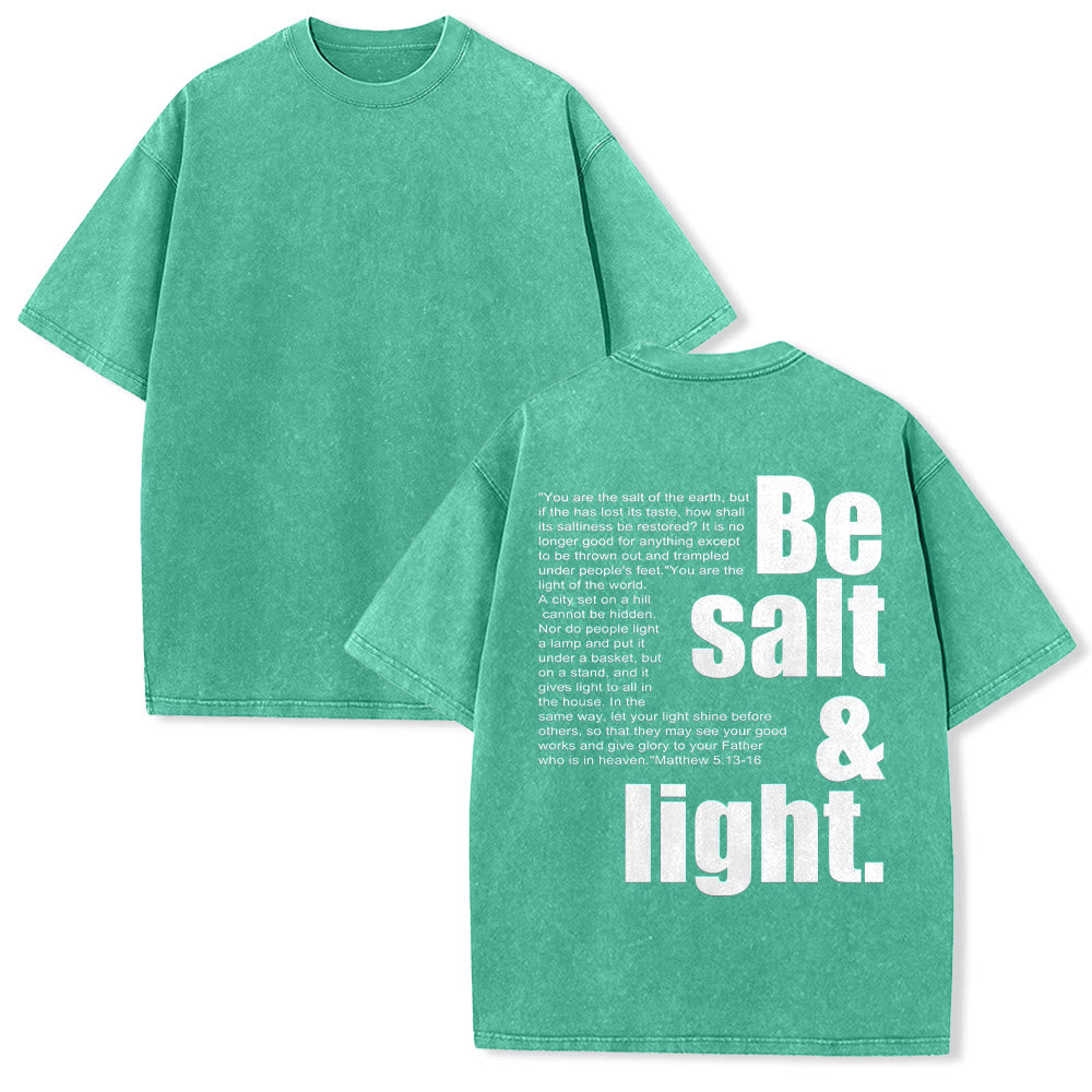 Christianartworkshop T-shirt unisexe délavé avec verset biblique « Sel et Lumière » en gros et petit caractères contrastés au dos. - Vert - 5XL - image 16