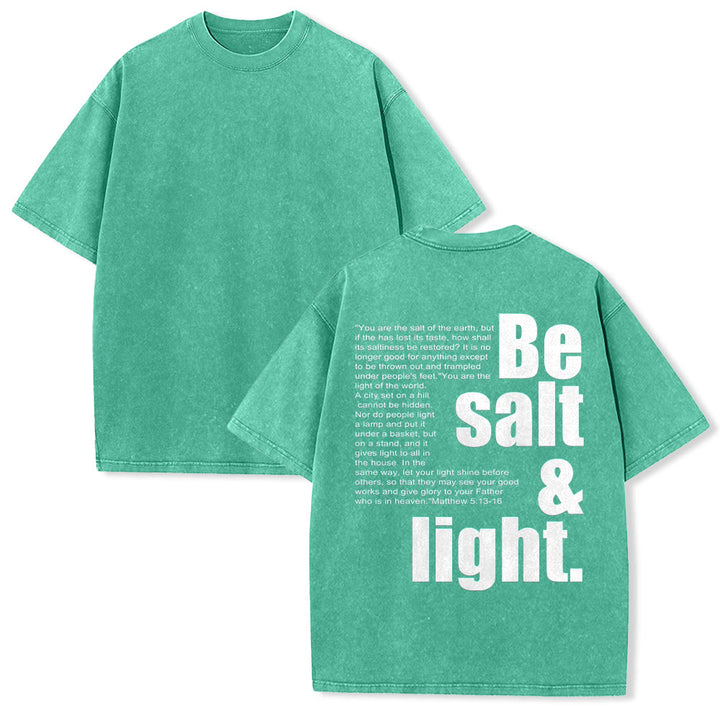 Christianartworkshop T-shirt unisexe délavé avec verset biblique « Sel et Lumière » en gros et petit caractères contrastés au dos. - Vert - 5XL - image 16