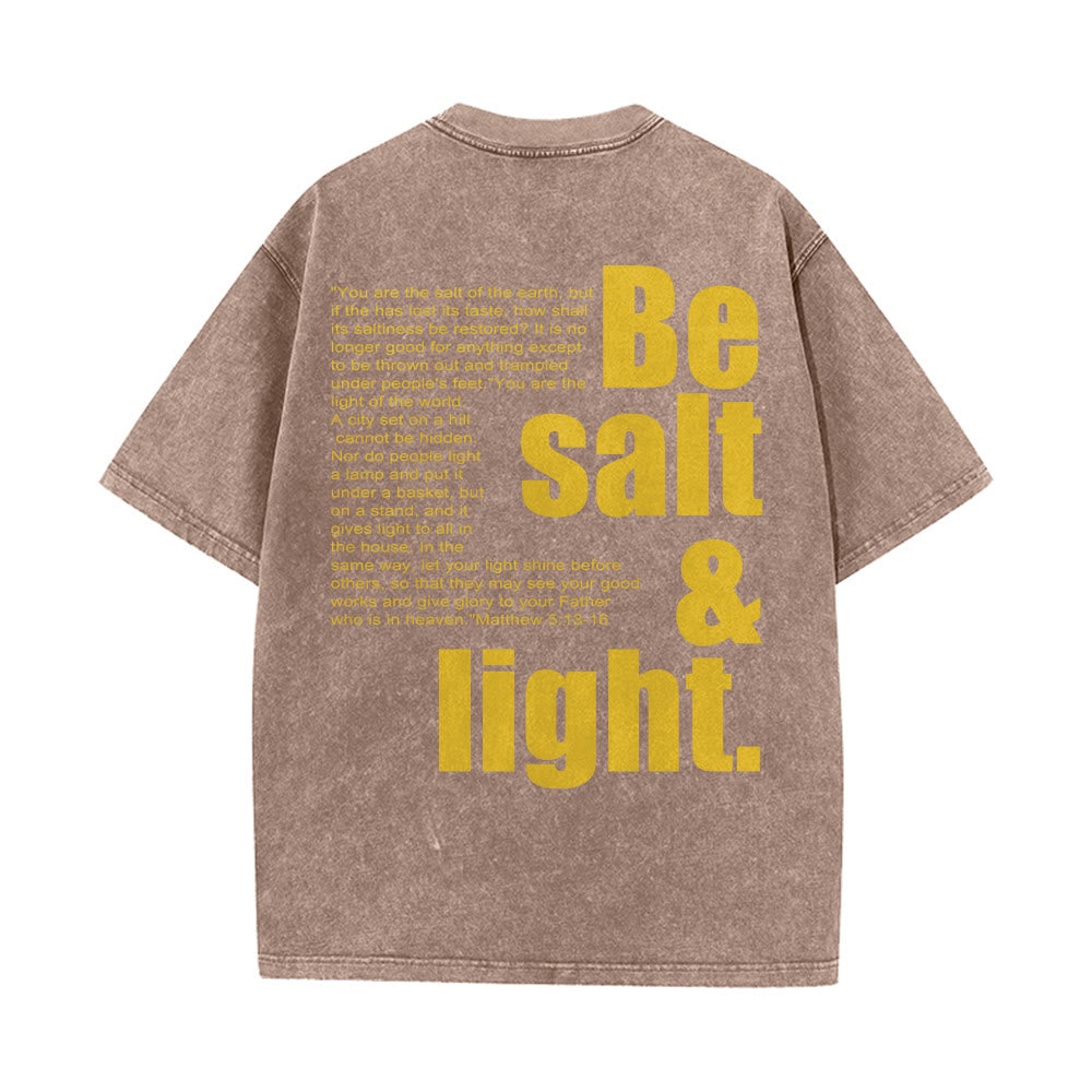 Christianartworkshop T-shirt unisexe délavé avec verset biblique « Sel et Lumière » en gros et petit caractères contrastés au dos. - image 23