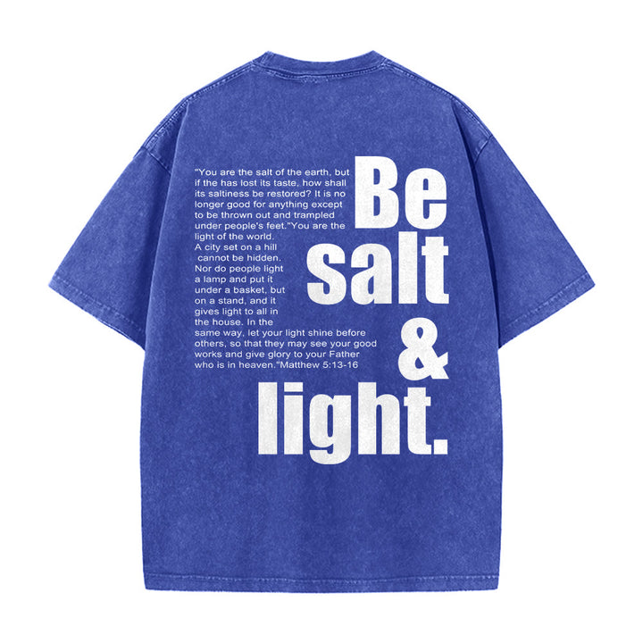 Christianartworkshop T-shirt unisexe délavé avec verset biblique « Sel et Lumière » en gros et petit caractères contrastés au dos. - image 14