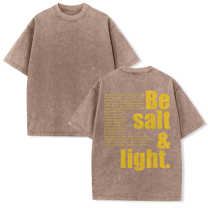 Christianartworkshop T-shirt unisexe délavé avec verset biblique « Sel et Lumière » en gros et petit caractères contrastés au dos. - Brun - 5XL - image 22
