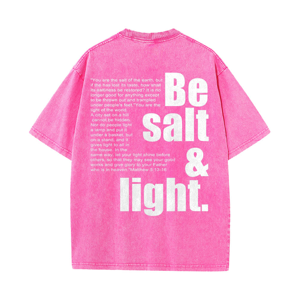 Christianartworkshop T-shirt unisexe délavé avec verset biblique « Sel et Lumière » en gros et petit caractères contrastés au dos. - image 11
