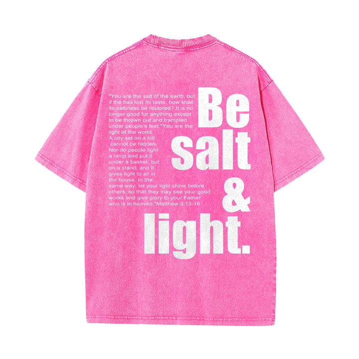 Christianartworkshop T-shirt unisexe délavé avec verset biblique « Sel et Lumière » en gros et petit caractères contrastés au dos. - image 11