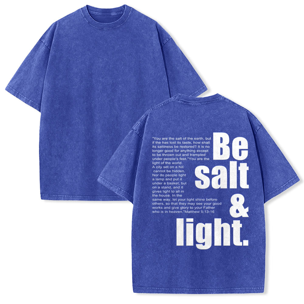 Christianartworkshop T-shirt unisexe délavé avec verset biblique « Sel et Lumière » en gros et petit caractères contrastés au dos. - Bleu - 5XL - image 13