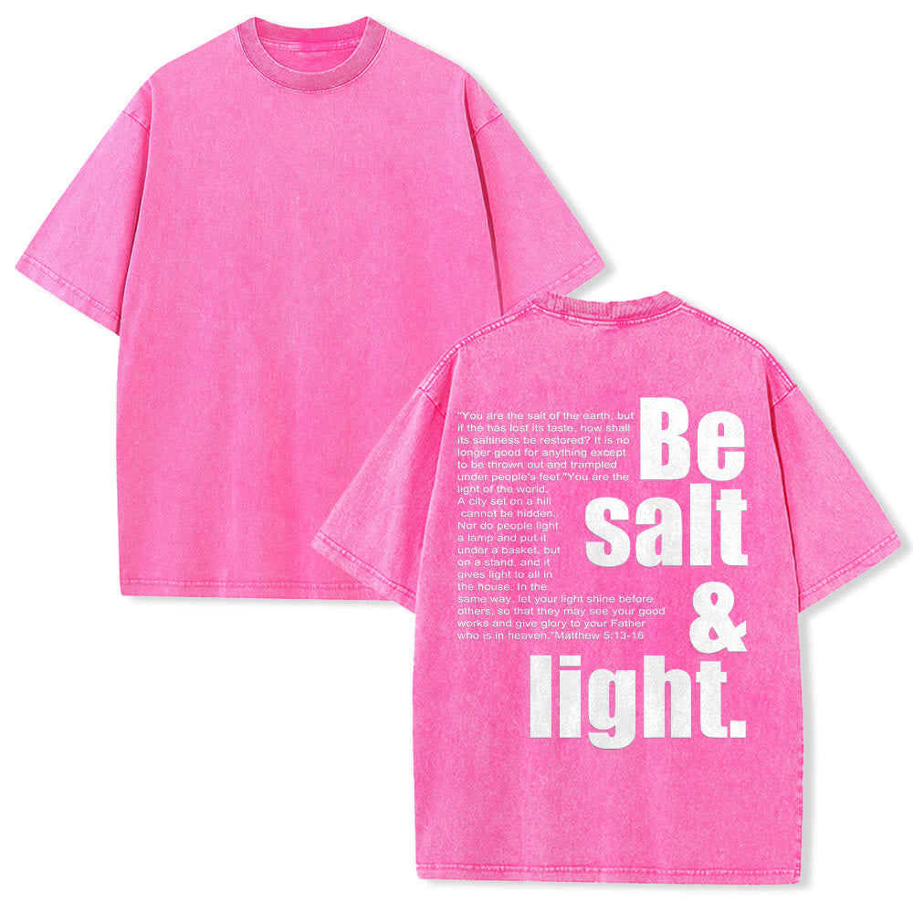 Christianartworkshop T-shirt unisexe délavé avec verset biblique « Sel et Lumière » en gros et petit caractères contrastés au dos. - Rose - 5XL - image 10