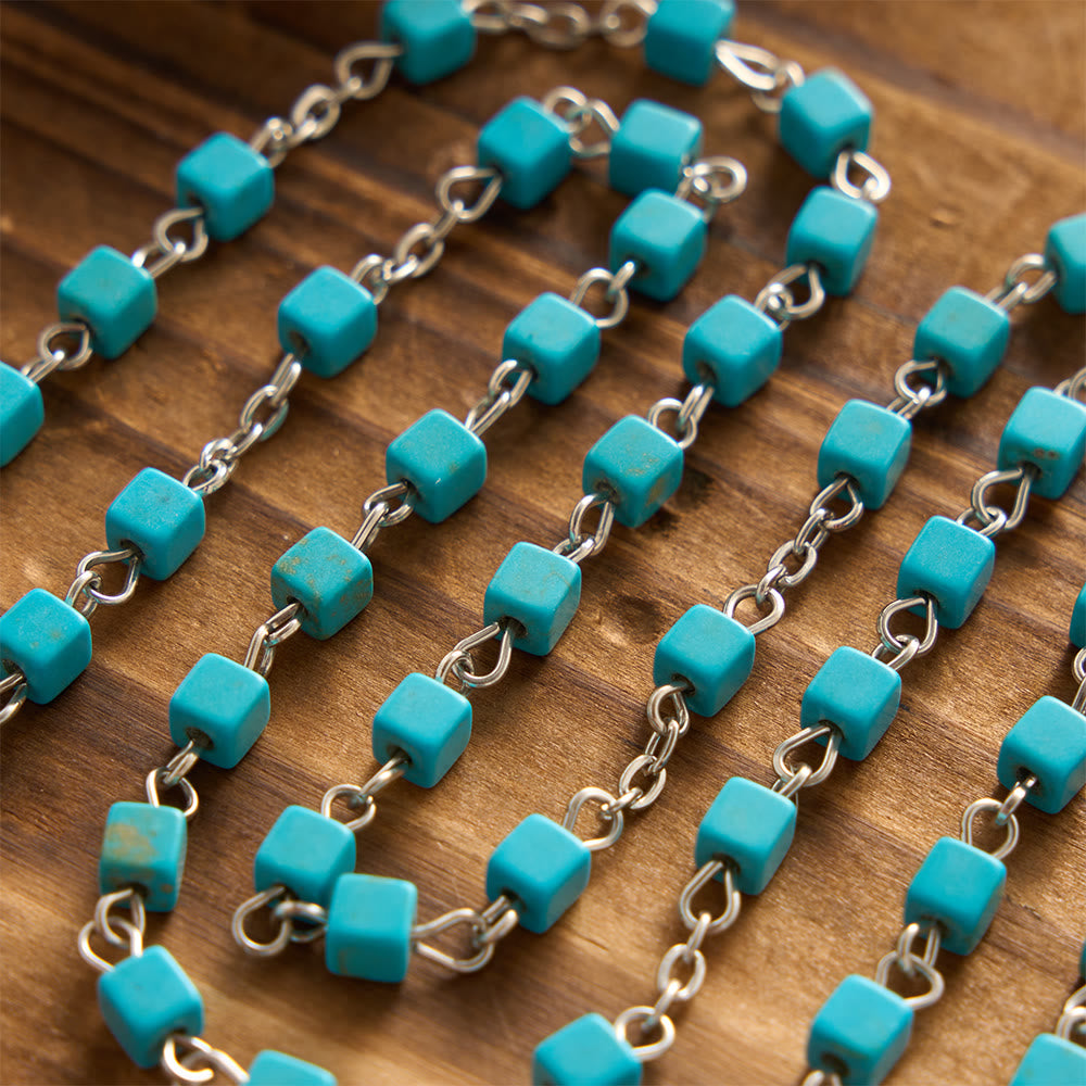 Chapelet de Notre-Dame en perles turquoise cubiques, bordure de cristal, Christianartworkshop : emblème de douce protection céleste - image 3