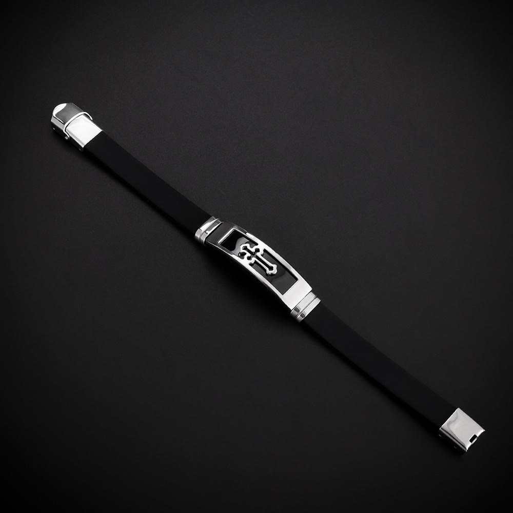 Christianartworkshop Bracelet en acier inoxydable et silicone avec croix ajourée : emblème d'une grâce discrète et durable - image 6