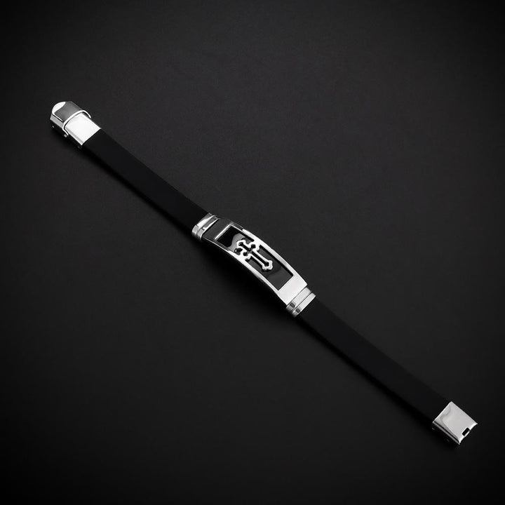 Christianartworkshop Bracelet en acier inoxydable et silicone avec croix ajourée : emblème d'une grâce discrète et durable - image 6