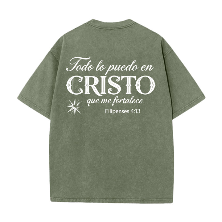 Christianartworkshop T-shirt unisexe élégant à double police, versets spirituels espagnols, petite étoile, délavé au dos - image 20
