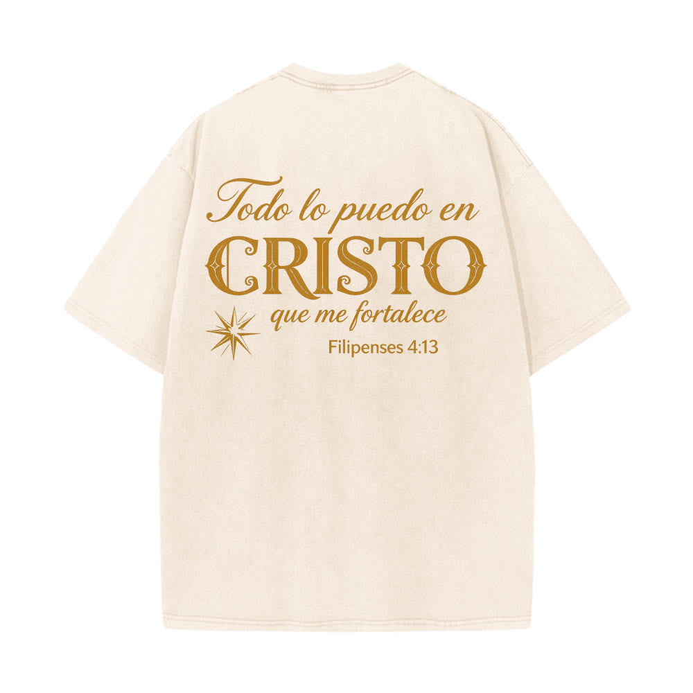 Christianartworkshop T-shirt unisexe élégant à double police, versets spirituels espagnols, petite étoile, délavé au dos - image 8