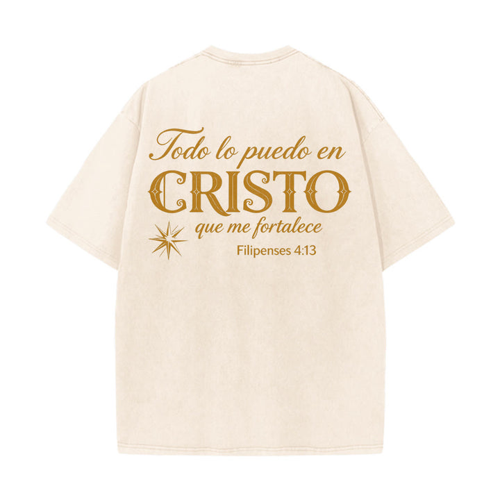 Christianartworkshop T-shirt unisexe élégant à double police, versets spirituels espagnols, petite étoile, délavé au dos - image 8