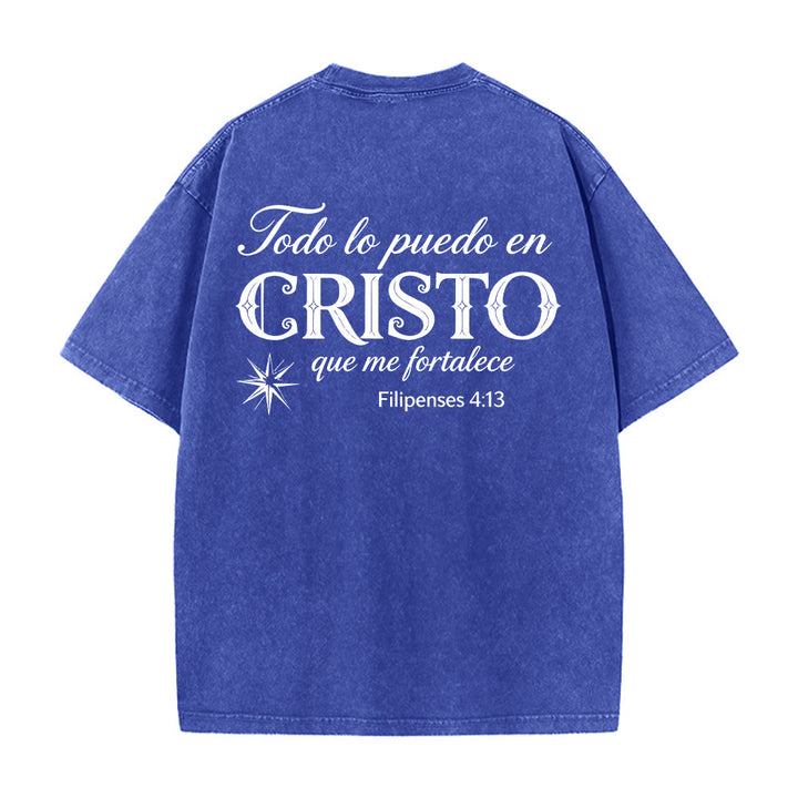 Christianartworkshop T-shirt unisexe élégant à double police, versets spirituels espagnols, petite étoile, délavé au dos - image 14