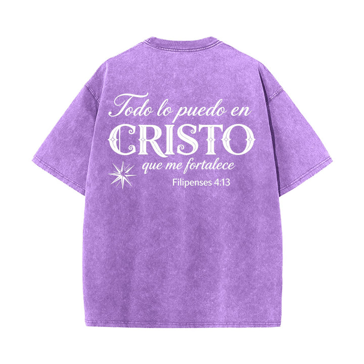 Christianartworkshop T-shirt unisexe élégant à double police, versets spirituels espagnols, petite étoile, délavé au dos - image 11
