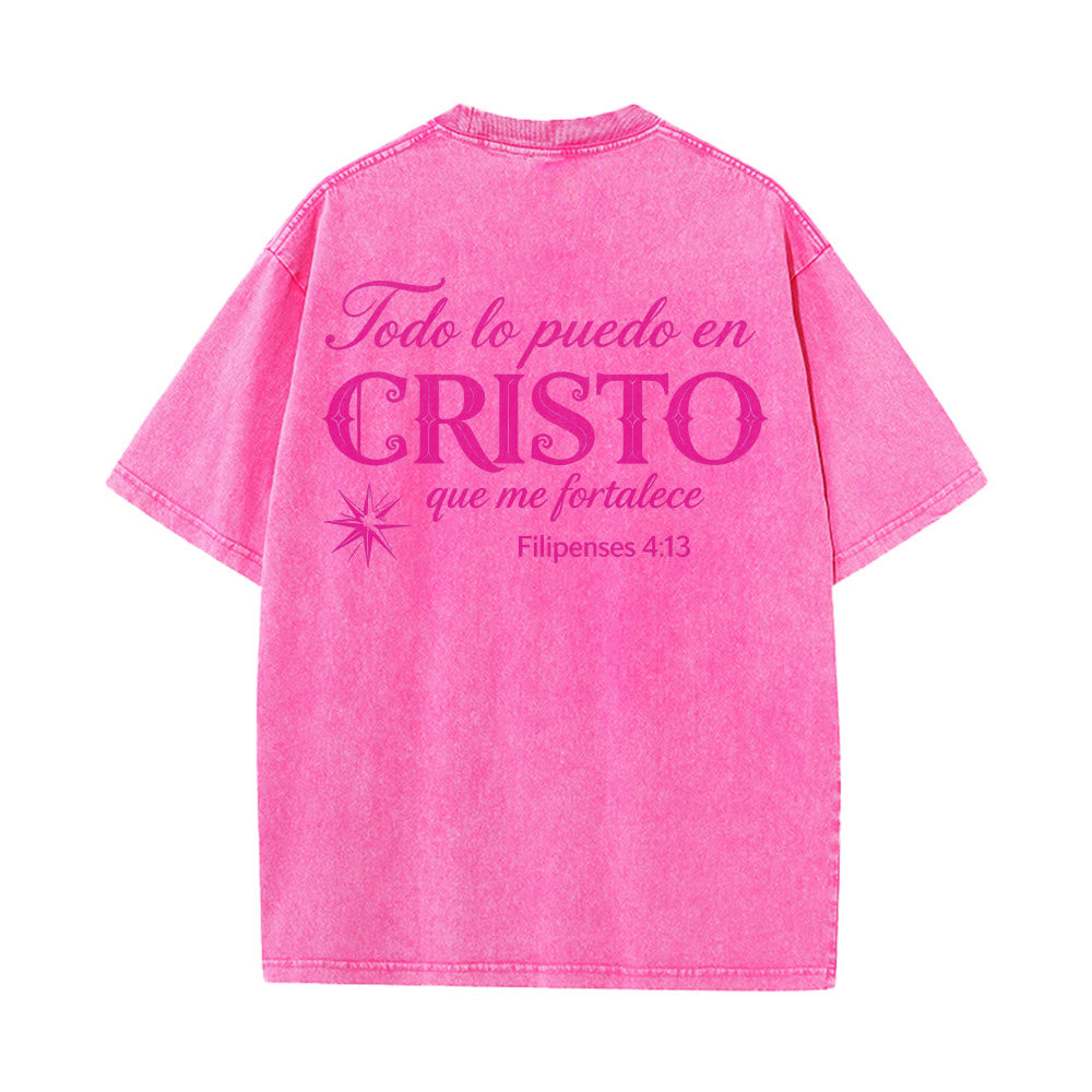 Christianartworkshop T-shirt unisexe élégant à double police, versets spirituels espagnols, petite étoile, délavé au dos - image 26