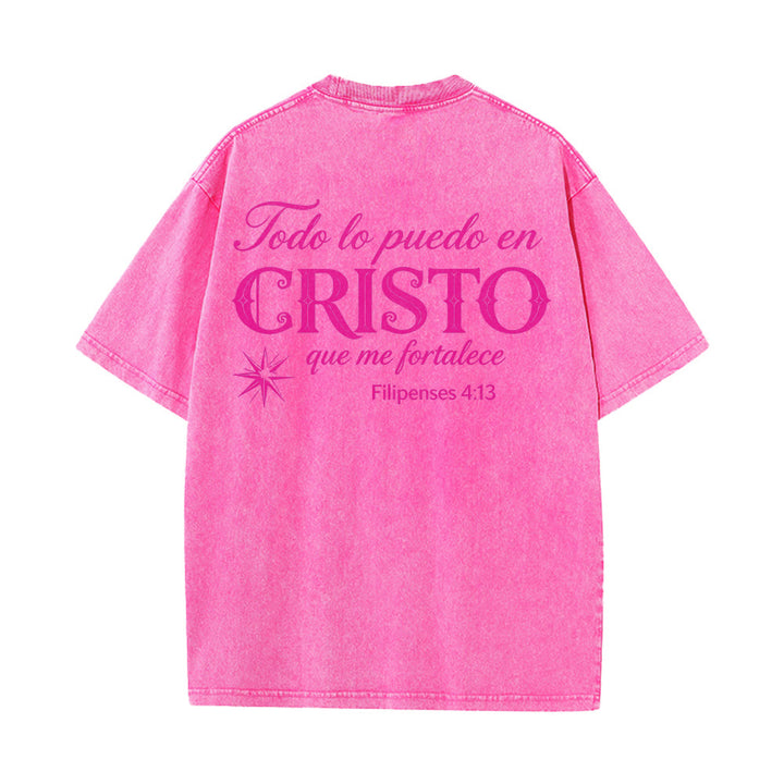 Christianartworkshop T-shirt unisexe élégant à double police, versets spirituels espagnols, petite étoile, délavé au dos - image 26
