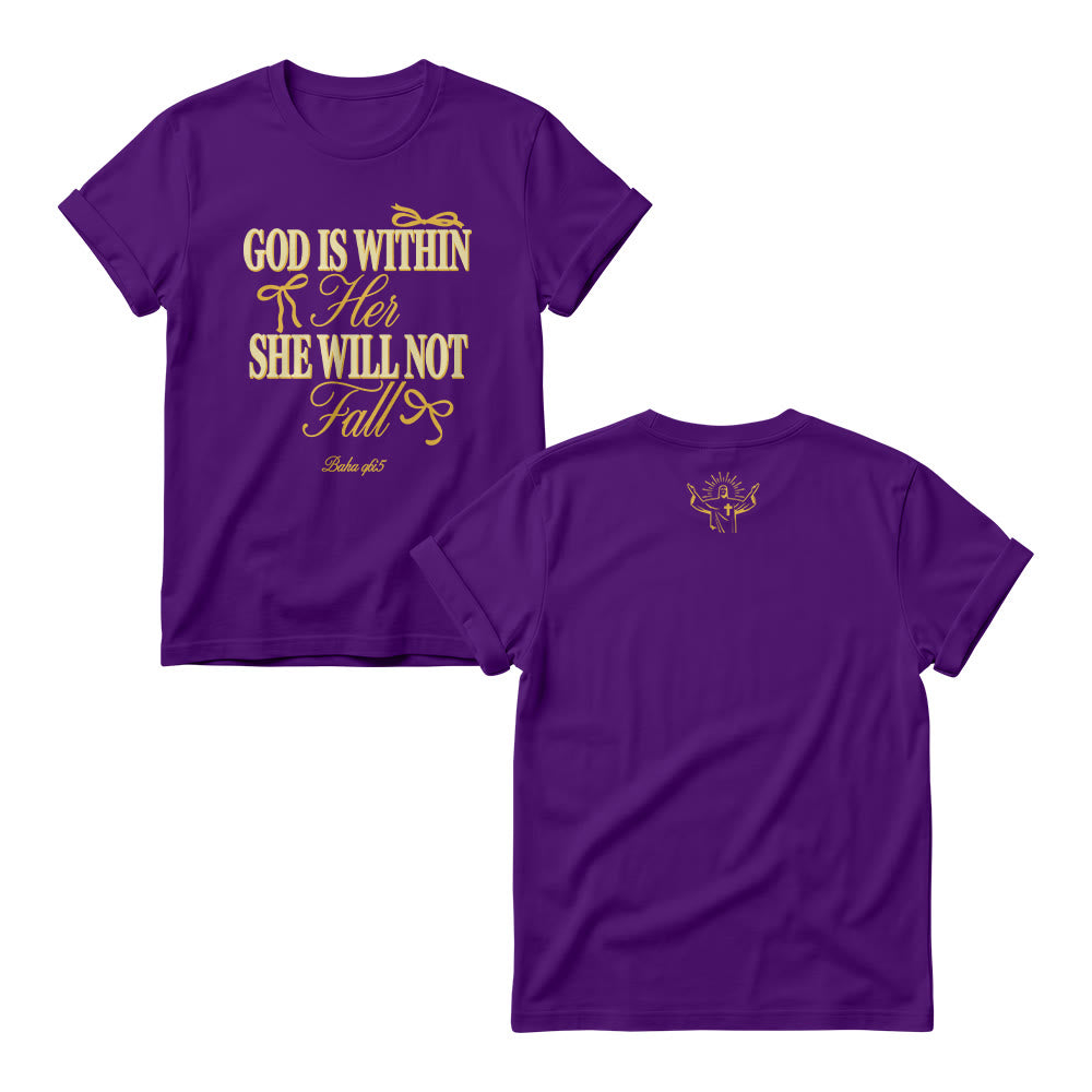 Christianartworkshop Pulls à col rond pour femmes avec motif à empattements mixtes, détail nœud et verset biblique « Dieu est en elle » - Violet - 4XL - image 9