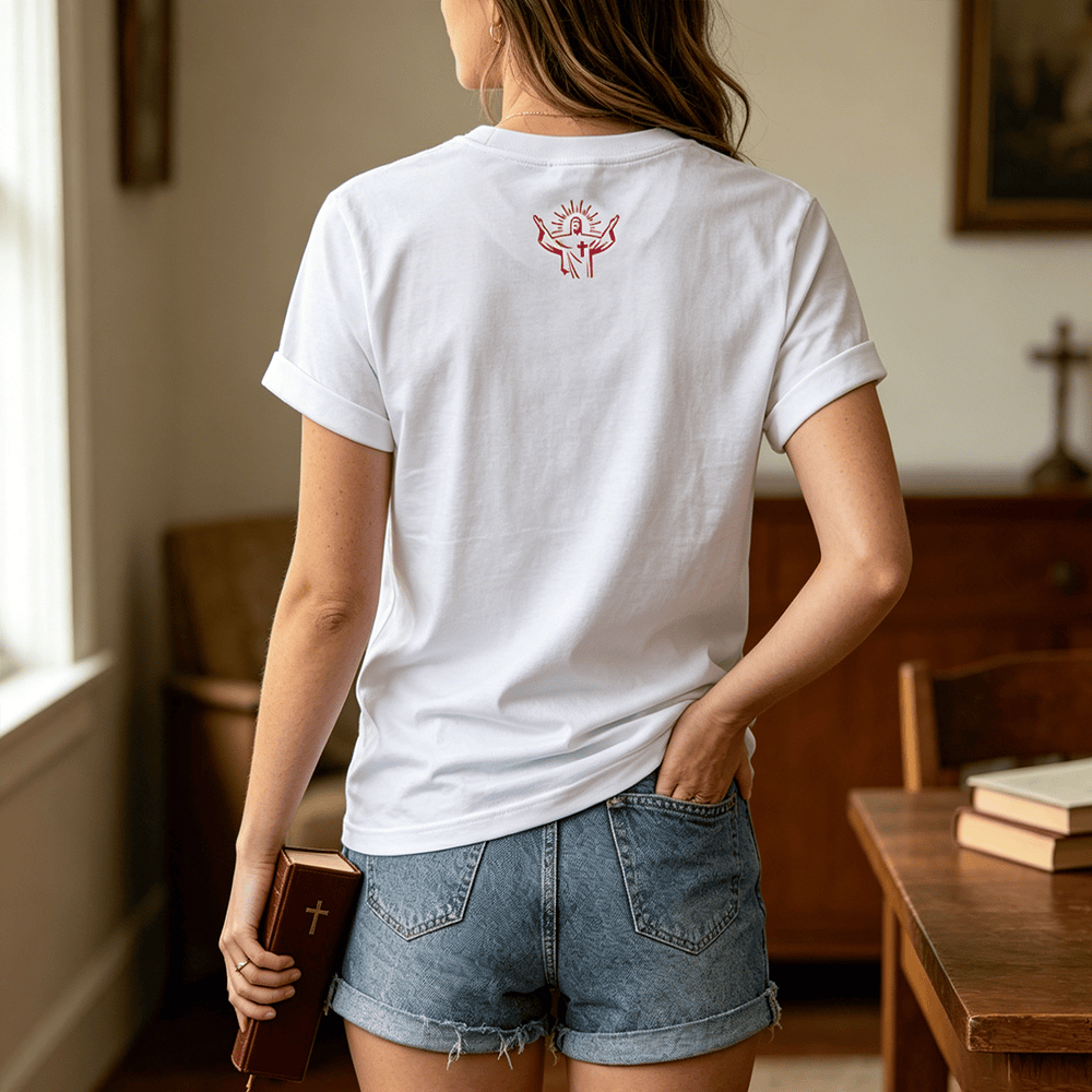 Christianartworkshop Pulls à col rond pour femmes avec motif à empattements mixtes, détail nœud et verset biblique « Dieu est en elle » - image 1