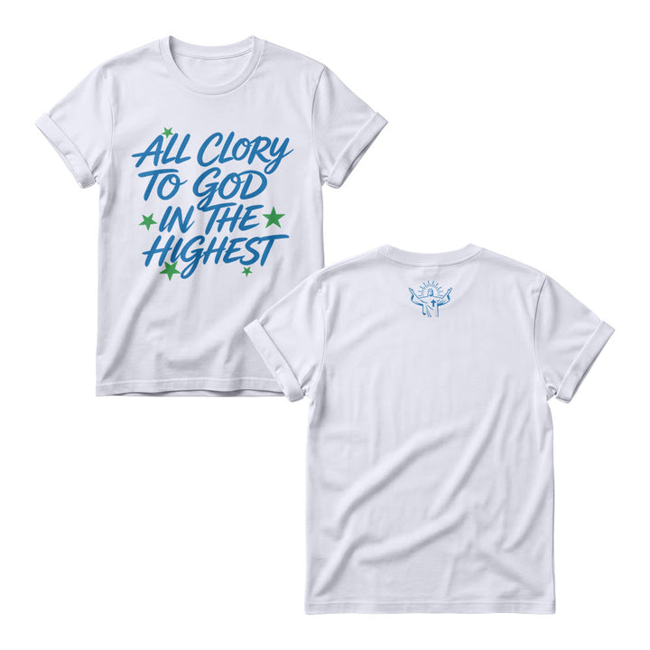 Christianartworkshop Pulls à col rond pour femmes avec imprimé étoile sur le devant « Gloire à Dieu au plus haut des cieux » - Blanc - 4XL - image 2