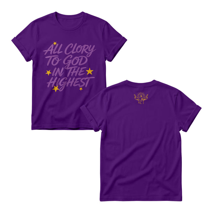 Christianartworkshop Pulls à col rond pour femmes avec imprimé étoile sur le devant « Gloire à Dieu au plus haut des cieux » - Violet - 4XL - image 8