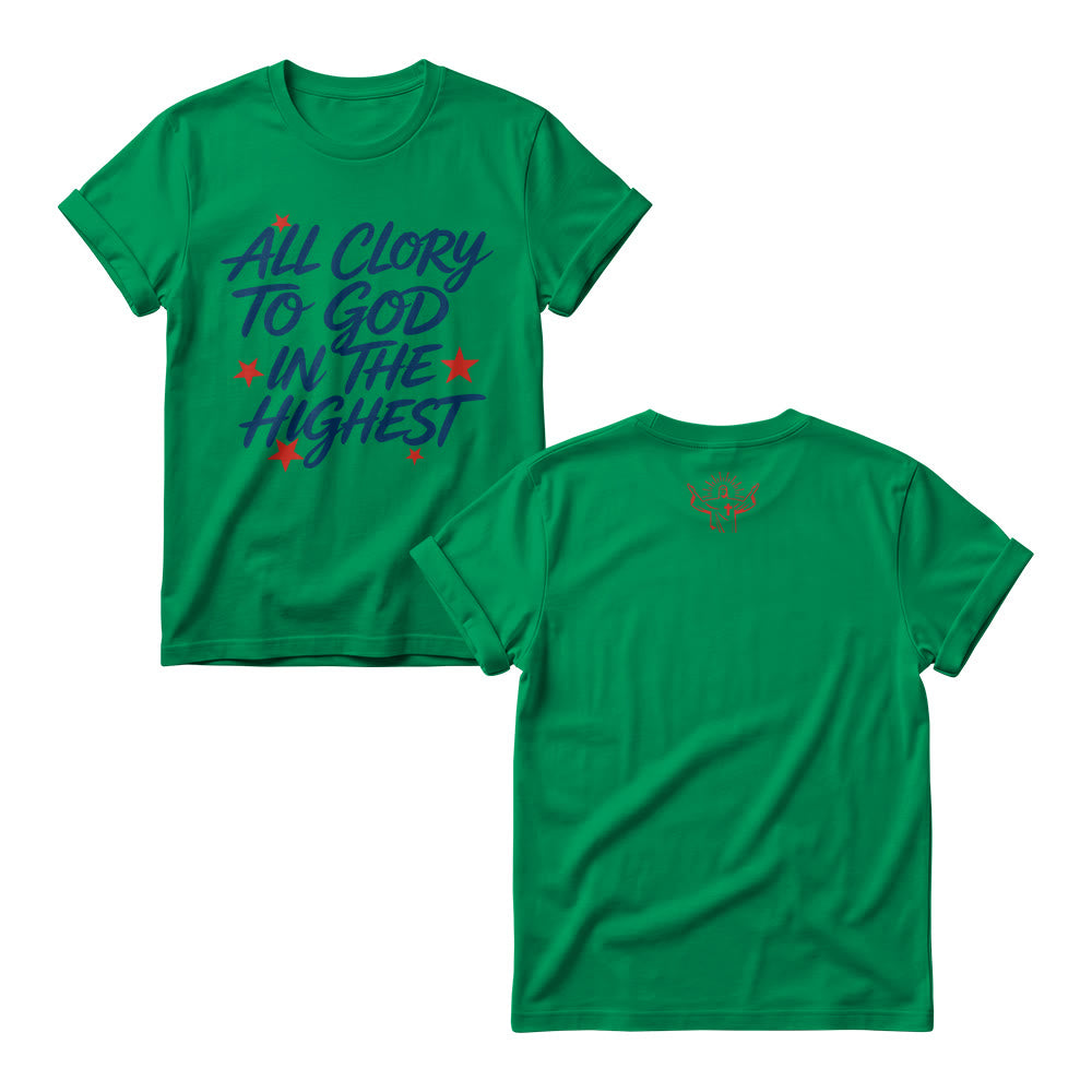 Christianartworkshop Pulls à col rond pour femmes avec imprimé étoile sur le devant « Gloire à Dieu au plus haut des cieux » - Vert - 4XL - image 10