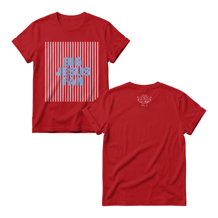 Christianartworkshop Pulls à col rond pour femmes, imprimé double, police de caractères sport, fond rayé, grand motif Jésus - Rouge - 4XL - image 8