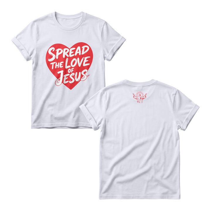Christianartworkshop Sweat-shirts à col rond pour femmes avec imprimé manuscrit en forme de cœur « Répandez l’amour de Jésus » - Blanc - 4XL - image 1